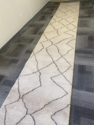 Beni Ourain Moroccan rug Shaggy Pile Beige Brown runner Nomadic new 3' X 20 Ft. - Image 1 of 4