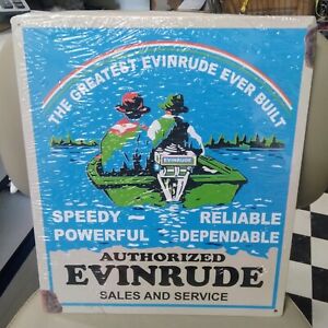 Evinrude Sales and Service Metal Tin Advertising Sign