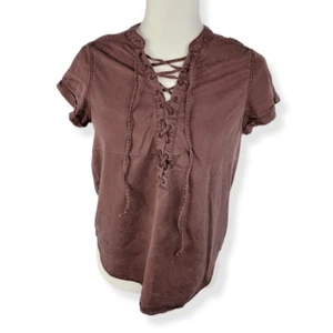 Express laced up Short sleeve top xs - Picture 1 of 3
