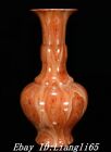 12&quot; Markierte alte chinesische rote Glasur Porzellan Palast Blume Flasche Vase