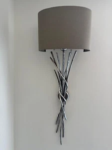 Chelsom sculpted metal wall lights with shades covered in silk x 2 - Picture 1 of 4