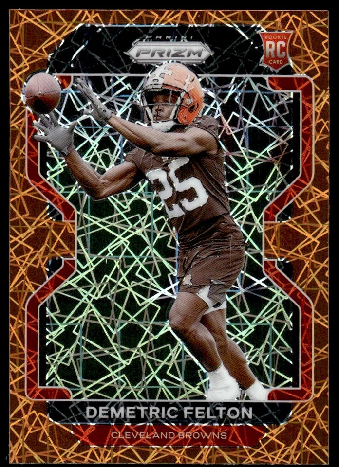 2021 Panini Prizm ORANGE LAZER Demetric Felton Rookie Cleveland Browns #411 - Image 1 of 2