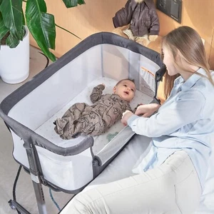 Comodino Culla per Bambini con Ruote,Culla Leggera Pieghevole Facile per B... - Foto 1 di 7