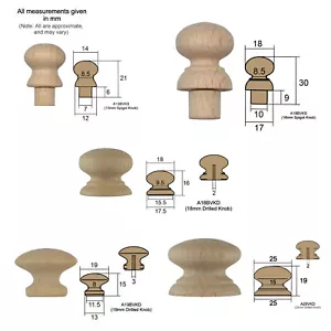 * Kleine Holzbuche Schublade Knauf Griff 13-25 mm 1⁄2 Zoll bis 1 Zoll Holz Größe auswählen, Menge * - Bild 1 von 11