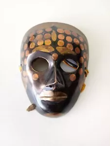 Vintage Brass Mask Interior Deco Art Hand Painted Wall Hanging Collectable Gift - Picture 1 of 4