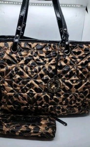 Nine West Brown Leopard Tote & Makeup Bag Over Night Tote Charm - Picture 1 of 9
