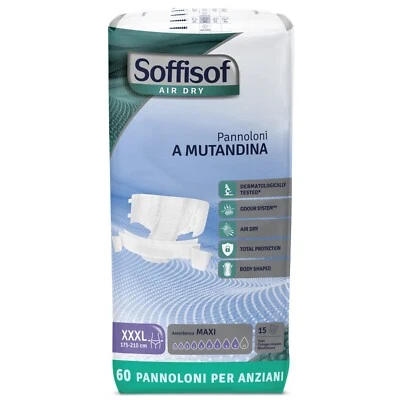 60x Soffisof Pannoloni con Adesivi Maxi M, L, XXL, XXXL  - Air Dry - Multipack - Immagine 1 di 4