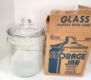 NEW UNUSED Anchor Hocking 2 Gallon Clear Glass Apothecary Jar Canister w/Lid BOX - Picture 1 of 10
