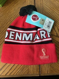 DINAMARCA COPA MUNDIAL DE LA FIFA COUNTRY FÚTBOL POM GORRO SOMBRERO TALLA ÚNICA LA MAYORÍA Nuevo Con Etiquetas - Imagen 1 de 5
