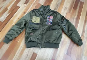 Giubbotto bomber uomo the heritage by AMERICA 1776 verde TAGLIA 3XL raso patch esercito - Foto 1 di 21