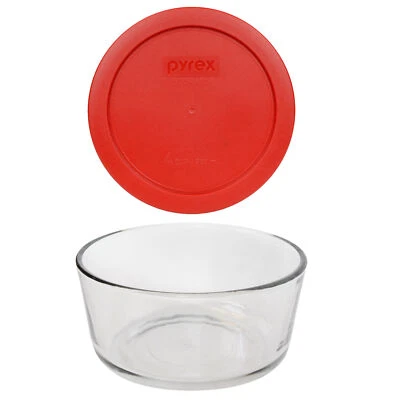 Pyrex (1) 7201 4-Cup Glass Bowl & (1) 7201-PC Poppy Red Lid - Image 1 of 4