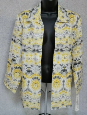 Abrigo Chaqueta Blazer Mujer Alfred Dunner Talla 10 Blanco Gris Amarillo Foto 1 de 4