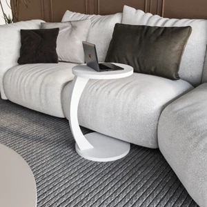 C-Shape Coffee Table, Coffee Table with Wheels, Portable Sofa Side Stylish Table - Picture 1 of 28