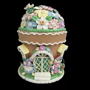 Gingerbread Easter Clay Dough Flower Pot House Light Up New With Tags 10” Tall - Picture 1 of 8
