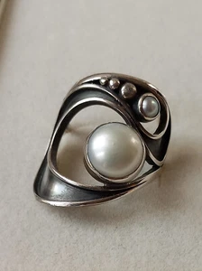 Statement Ring 925 silber mit Mabeperlen Gr 63 - Bild 1 von 6