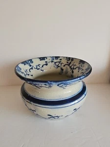 Esponja antigua damas Cuspidor gres azul y blanco esmalte de sal 1880-1915 - Imagen 1 de 10