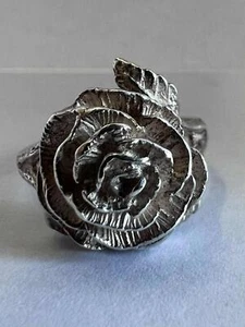 Quality 925 Sterling Silver Detailed Rose Ring • 4.99 Grams • Size - O - Picture 1 of 5