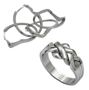 Criss cross puzzle ring 925 silver handmade 4 band Classical Turkish Puzzle - Picture 1 of 8