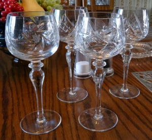 KLAR KRISTALL BUZZ STAR/PINWHEEL GESCHLIFFEN WEIN HOCKS 4er SET - Bild 1 von 4