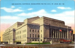 MUNICIPAL AUDITORIUM Headquarters for U.S.O. St. Louis, Missouri MO Postcard - Picture 1 of 2