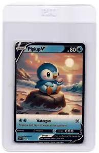 Custom Pokemon Anima Waifu Doujin ACG DIY Trainer Full Art Holo Piplup - Picture 1 of 1
