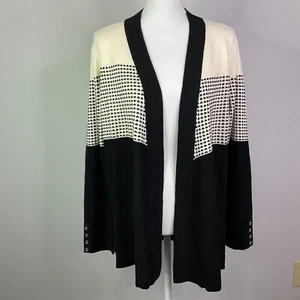 Charter Club Sweater Cardigan Women Size XL Pleated Back Deep Black Combo - Picture 1 of 10