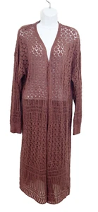 Women 3X Cardigan Kimono Crochet Knit Open Front Maeve Pink Boho - Picture 1 of 9
