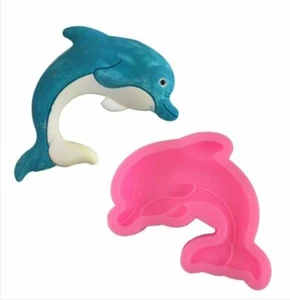 Cartoon Dolphin Silicone Mold Fondant Chocolate Candy Resin 3"L x 2"H Crafts - Picture 1 of 3