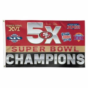 NFL San Francisco 49ers Wincraft 5X Super Bowl Champs 3'X5' Deluxe Grommets Flag - Picture 1 of 1