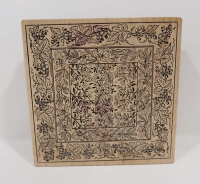 Sello de bloque de madera de goma magenta, azulejo floral Foto 1 de 3