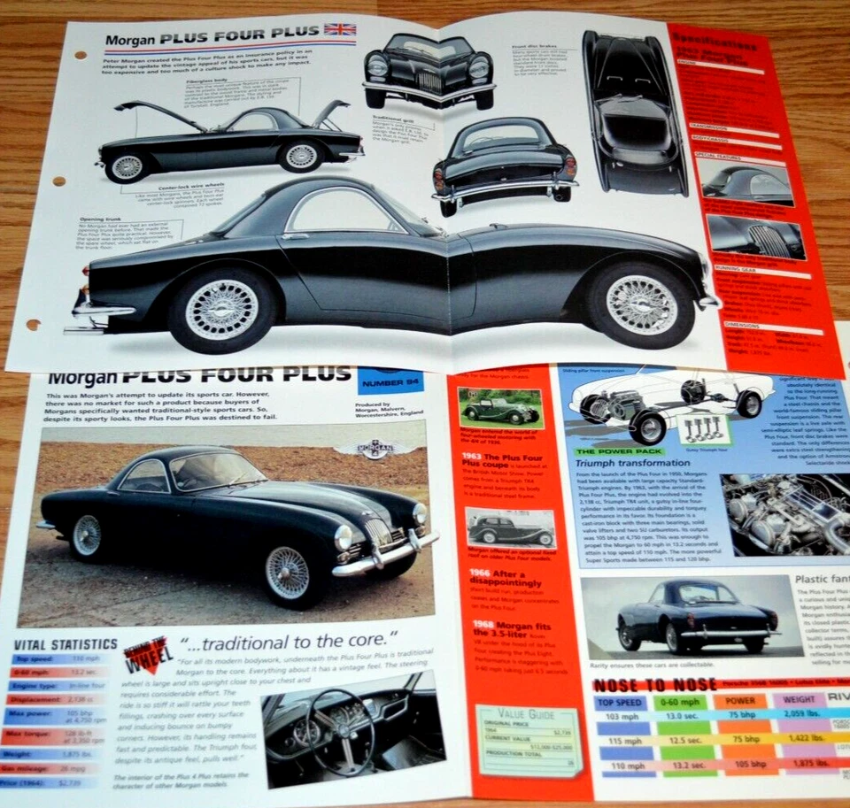 Morgan Plus Four Plus 1963 información de especificaciones póster original folleto de colección 63 +4+ 4/ Foto 1 de 1