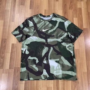 Nike Pro Shirt Mens 2XL Green Camo Centered Swoosh Fitted Running Dri-Fit - Picture 1 of 9