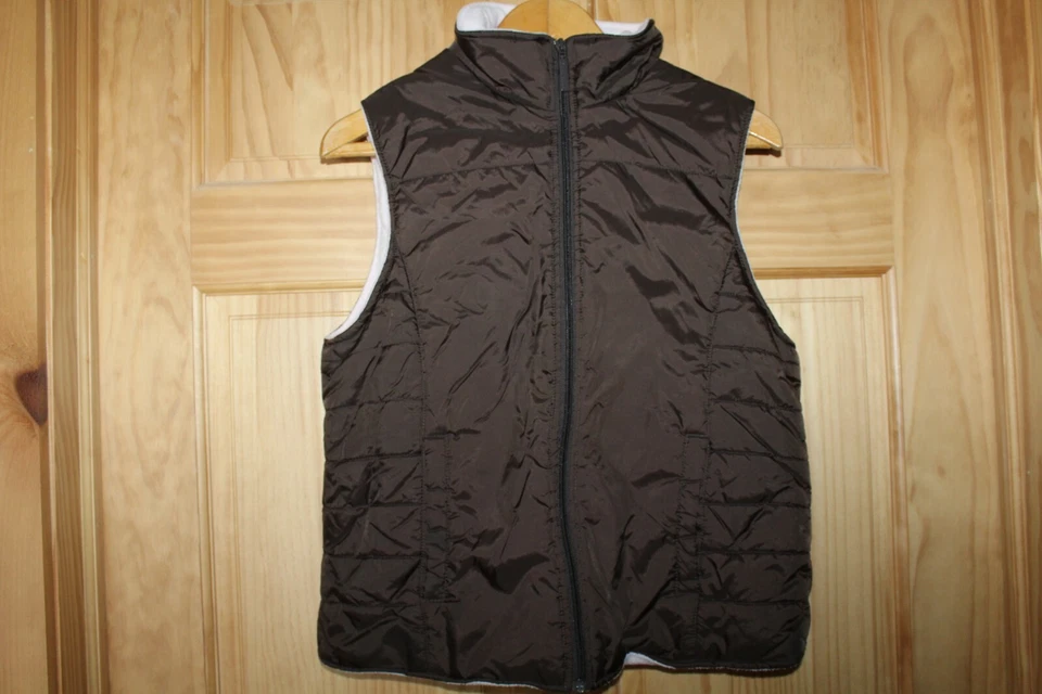 KC Collections Brown Puffy Vest with Pink Lined Fleece Womens Vest  - M  - Image 1 of 3