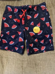 Cat & Jack 4T 60% Cotton/40% Polyester Elastic Waist Shorts Navy Watermelons NWT - Picture 1 of 7