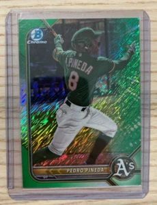 Pedro Pineda 2022 Bowman Chrome Green Shimmer Refractor /99 A's - Bild 1 von 2