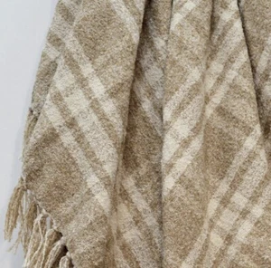 Luxus Chenille Tartan Überwurf Kariert Picknickdecke, Natur - 100% Recycelt - Bild 1 von 4