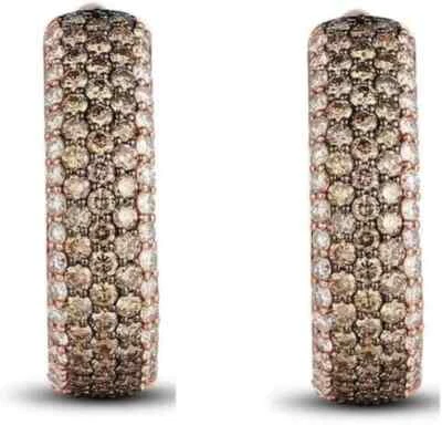 3Ct Round Chocolate Lab Created Brown Diamond Hoop Earrings 14K Rose Gold Plated Foto 1 de 4
