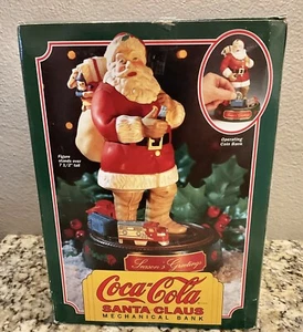 1993 Coca-Cola Santa Claus Mechanical Coin Bank Train Coke Christmas Vintage NEW - Picture 1 of 9