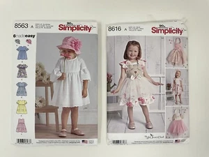 Simplicity 8563 & 8616 Baby Toddler Girls Dresses Sun Hat Sewing Pattern 1/2 -4 - Picture 1 of 7