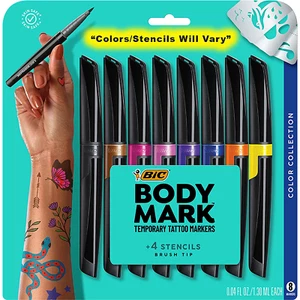 Bodymark Temporary Tattoo Markers for Skin, Color Collection, Flexible Brush Tip - Picture 1 of 12