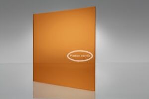 Orange/Amber Transparent Acrylic Plexiglass sheet 1/8" x 12" x 12" #2422