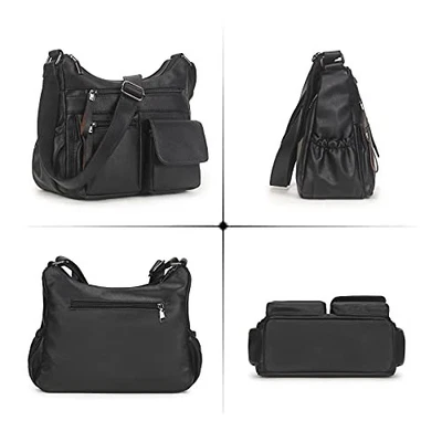  Bolso de Hombro Hobo Cuero PU Suave Bandolera para Mujer Bolso de Mano Negro Foto 1 de 4