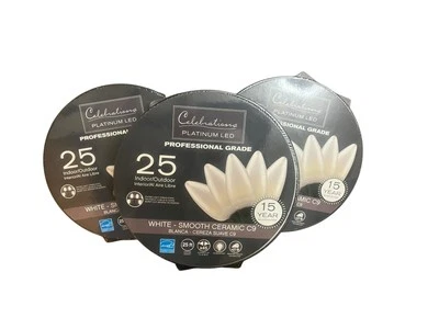 3 Celebrations Platinum LED White Smooth Ceramic C9 Professional Grade Sets NEW - Image 1 of 4