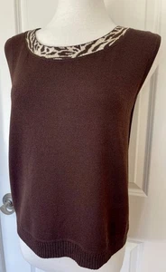 St John Sport Brown Sleeveless Top/Blouse Sz L~ Stylish~ - Picture 1 of 9