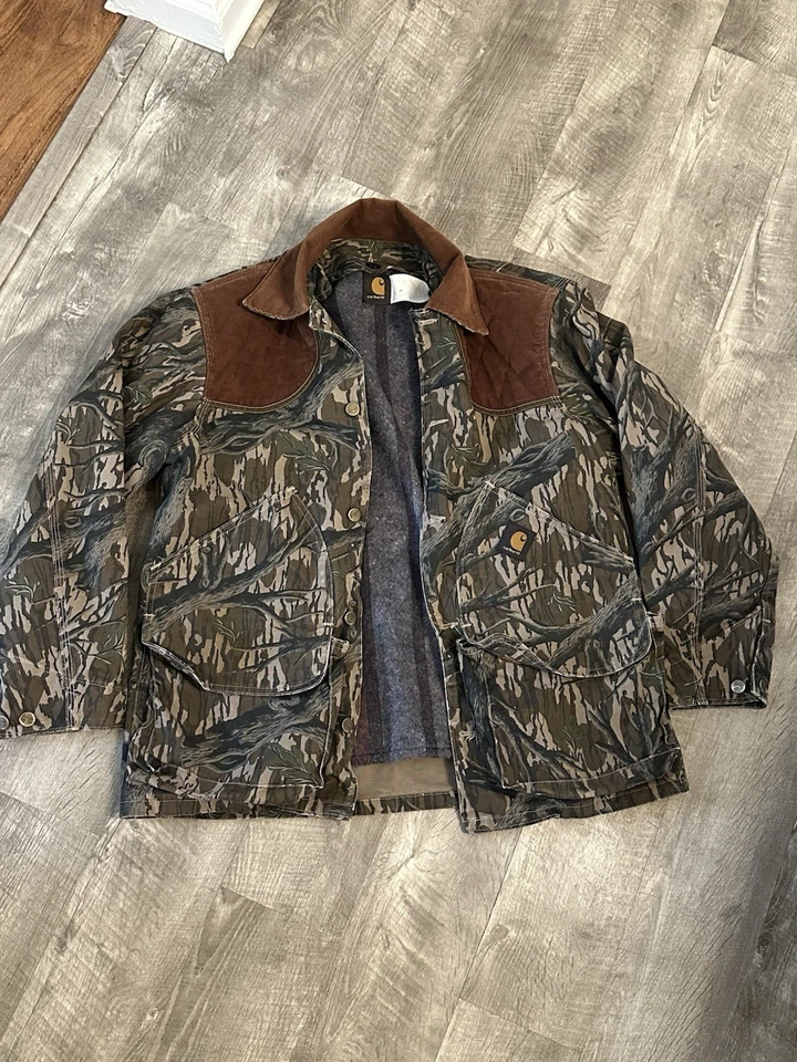 VTG Carhartt Jacket-Mossy Oak Treestand Camo-Blanket Lined Canvas-Chore Coat-L - Image 1 of 4
