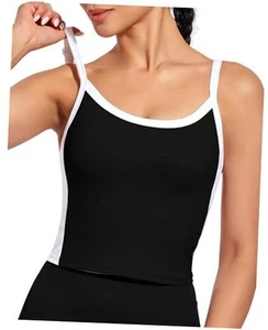 Womens Longline Sports Bra Workout Tops with Built in Bras Adjustable Strap - Picture 1 of 7