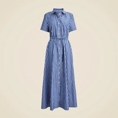 J. Crew Cerise Shirt Dress Women 14 Blue Striped Poplin Coastal Nautical NWD - Image 1 of 4