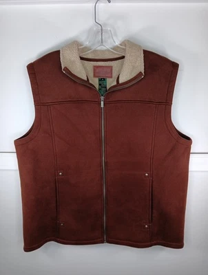 Chaleco Lauren Ralph Lauren Dry Goods Imitación Gamuza XL Marrón Sherpa Forrado Bolsillos Usado en Excelente Condición  Foto 1 de 4