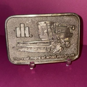 Fibbia per cintura combinata vintage International Harvester raccogli più di quello che coltivi - Foto 1 di 4