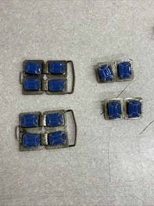 4 Stück Pin & Buckle Lot mit blauen Steinen #12 - Bild 1 von 5